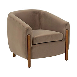 BigBuy Home Fauteuil Naturel Taupe Bois d'hévéa Foam Tissu 87 x 80 x 81 cm