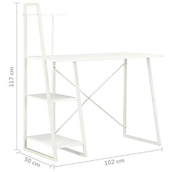 vidaXL Bureau avec étagère Blanc 102x50x117 cm pas cher