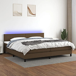 Maison Chic Lit adulte- Lit + matelas + LED,Sommier à lattes de lit matelas et LED Marron foncé 200x200 cm -GKD37017