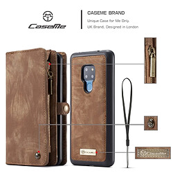 Wewoo Housse Coque Etui à rabat horizontal multifonction détachable CaseMe-008 pour HuMate 20, avec fente pour carte & support, portefeuille et fermeture à glissière cadre photo (café)