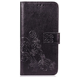 Wewoo Housse Coque Étui en cuir à motif de fleurs pressées Lucky Clover pour HuY9 (2019) / Enjoy 9 Plus, avec support, logements pour cartes, portefeuille et dragonne (noir)