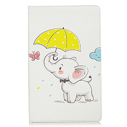 Etui en PU motif imprimé avec support éléphant avec parapluie pour votre Samsung Galaxy Tab A 10.1 (2019) T510