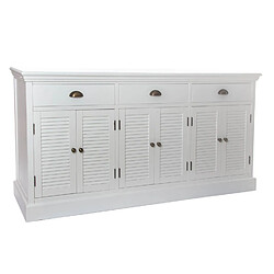 Pegane Buffet, meuble de rangement en bois coloris blanc - Longueur 160 x Profondeur 41 x hauteur 83 cm