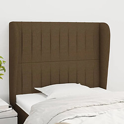 Maison Chic Tête de lit moderne avec oreilles pour chambre - Décoration de lit Marron foncé 103x23x118/128 cm Tissu -MN73714