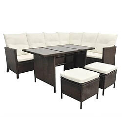 Avis vidaXL Salon de jardin 4 pcs avec coussins Résine tressée Marron