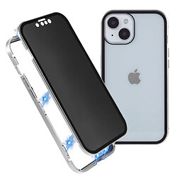 Coque en cadre métallique anti-spy, fermeture magnétique, anti-chutte pour votre iPhone 14 Plus - argent