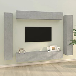 Maison Chic Ensemble de meubles TV 8 pcs | Banc TV Moderne pour salon | Meuble de Rangement - Gris béton Bois d'ingénierie -MN27110