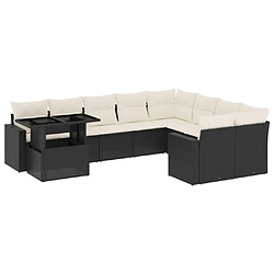 vidaXL Salon de jardin 10 pcs avec coussins noir résine tressée