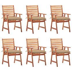 vidaXL Chaises à manger d'extérieur lot de 6 et coussins Acacia massif