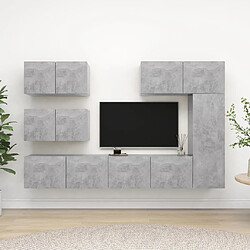 Maison Chic Ensemble de meubles TV 6 pcs | Banc TV Moderne pour salon | Meuble de Rangement - Gris béton Aggloméré -MN56836