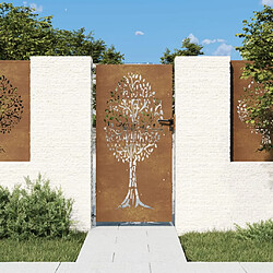 vidaXL Portail de jardin 85x175 cm acier corten conception de l'arbre