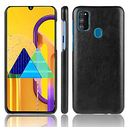 Wewoo Coque Rigide Pour Galaxy M30s antichoc Litchi PC + Etui PU Noir