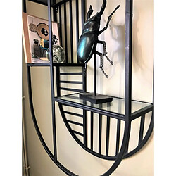 L'Héritier Du Temps Etagère Murale Moderne Support Mural Meuble de Rangement d'Appoint en Verre et Métal Noir 17x54x100cm pas cher