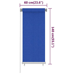 vidaXL Store roulant d'extérieur 60x140 cm Bleu PEHD pas cher