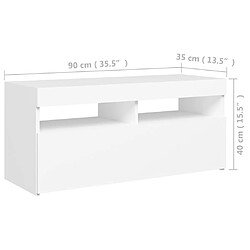 vidaXL Meuble TV avec lumières LED blanc 90x35x40 cm pas cher