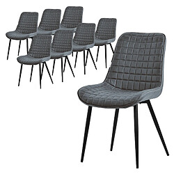 ML-Design Lot de 8 Chaises de Salle à Manger, Anthracite, Assise en Simili avec Pieds Métalliques Noirs