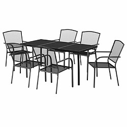 Avis Salle à manger de jardin 7 pcs,Table et chaise à dîner anthracite acier -MN78149