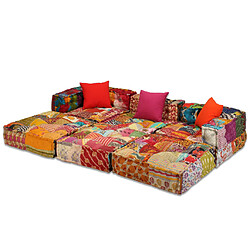 Decoshop26 Coussins canapé de sol poufs modulaire chaise longue en tissu 3 places en tissu Patchwork DEC021223