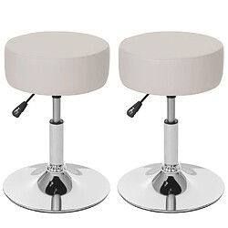 Decoshop26 Lot de 2 tabourets siège pivotant réglable en hauteur Ø 35cm en PVC crème 04_0000504