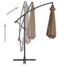 Avis vidaXL Parasol de jardin en porte-à-faux et poteau en aluminium taupe