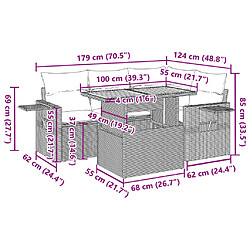 vidaXL Salon de jardin 5 pcs avec coussins noir résine tressée pas cher