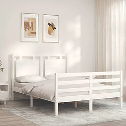 Maison Chic Cadre/structure de lit avec tête de lit pour adulte - Lit Moderne Chambre blanc double bois massif -MN33860