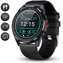 Chrono Montre Connectée Homme Smartwatch Sport Etanche Bracelet Connecté Cardiofréquencemètre Podomètre Fitness Tracker d’Activité Montre Intelligente Contrôle de la Musique pour iOS Android(Noir)