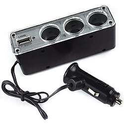 Wewoo 3 Triple Socket 12V / noir 24V Allume-cigare de voiture USB Power