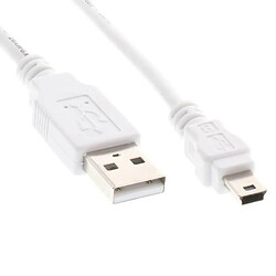 Câble Adaptateur Externe 1x USB 2.0 A Mâle vers 1x Mini USB Mâle 16cm Blanc - Occasion