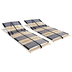 vidaXL Sommiers à lattes sans matelas 2 pcs avec 42 lattes 70x200 cm