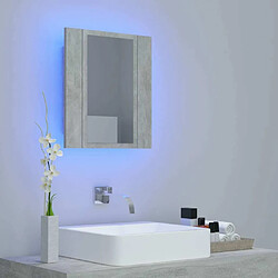 Avis Maison Chic Armoire de salle de bain,Meuble de rangement,Meuble haut à miroir LED Gris béton Acrylique -GKD143164