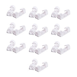 20 Pcs Fil Câble Cordon Clips Pince Mur Tidy Organisateur Titulaire Adhésif Blanc