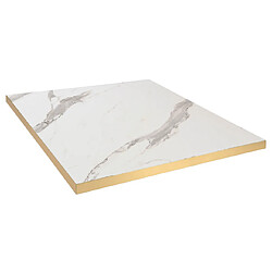 Restootab Plateau 60x60 decor marbre blanc chants laiton