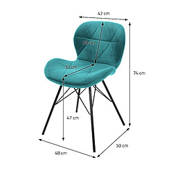 Acheter ML-Design Set 4x chaises de salle à manger rembourrée velours pétrole fauteuils moderne