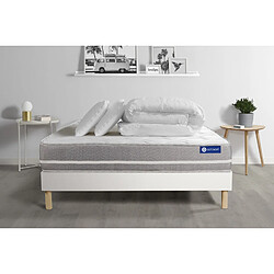 ACTISOM Pack prêt à dormir matelas Latex + mémoire de forme ACTILATEX TOUCH 140x200 cm + sommier KIT blanc + 2 oreillers + couette