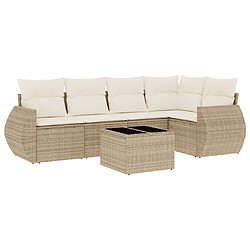 vidaXL Salon de jardin avec coussins 6 pcs beige résine tressée