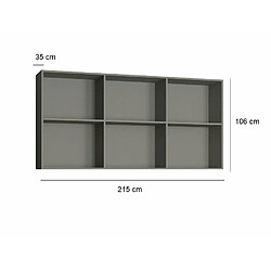 Inside 75 Sur-meuble 6 niches de rangements pour lit escamotable horizontal 90 x 200 cm Hauteur 106 cm finition gris mat