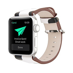 Acheter Wewoo Bracelet blanc et noir pour Apple Watch Series 3 & 2 & 1 42mm fond motif à pois PU bande de montre en cuir