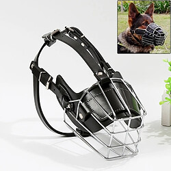 Wewoo Muselières chien Cage en acier style panier fil museau protection couvrir avec bracelet en cuir, taille: L