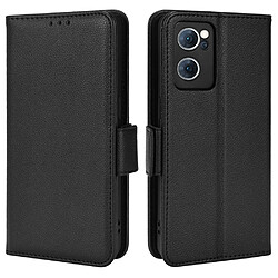 Etui en PU texture litchi avec support, noir pour votre Oppo Reno7 5G