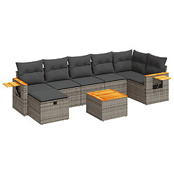 vidaXL Salon de jardin 8 pcs avec coussins gris résine tressée