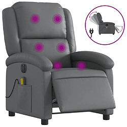 vidaXL Fauteuil de massage inclinable électrique gris similicuir