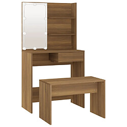 Helloshop26 Coiffeuse table de maquillage design meuble mobilier de chambre avec led chêne 74,5 x 40 x 141 cm bois d'ingénierie marron 02_0006282