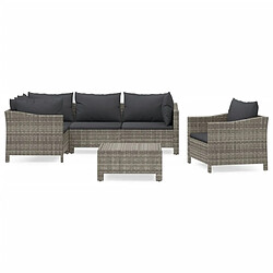 Maison Chic Salon de jardin 6 pcs + coussins - Mobilier/Meubles de jardin - Table et chaises d'extérieur Gris Résine tressée -MN52793