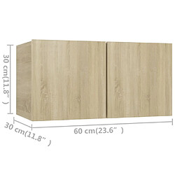 vidaXL Meubles TV 4 pcs Chêne sonoma 60x30x30 cm Bois d'ingénierie pas cher