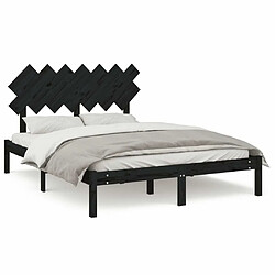 Maison Chic Lit adulte - Lit simple Cadre de lit,Structure du lit Contemporain Noir 140x200 cm Bois massif -MN46083