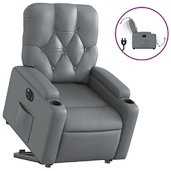 Maison Chic Fauteuil Relax pour salon, Fauteuil inclinable électrique gris similicuir -GKD78556