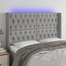 Maison Chic Tête de lit scandinave à LED,meuble de chambre Gris clair 147x16x118/128 cm Tissu -MN75873