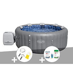 Kit spa gonflable Bestway Lay-Z-Spa Santorini rond HydroJet Pro 5/7 places + Kit traitement brome + Kit de nettoyage