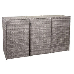 Decoshop26 Abri de poubelles extérieur conteneurs à ordures polyrotin jusqu'à 3 bacs 3x120 litres gris 110x195x66 cm 04_0003690